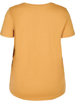 T-skjorte i bomull med V-hals og trykk foran, Apple Cinnamon, Packshot image number 1