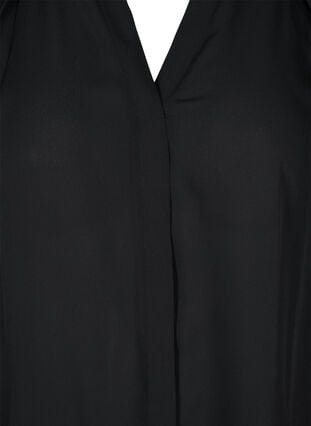 Langermet skjorte med volanger på kraven, Black, Packshot image number 2