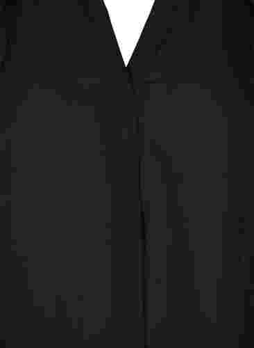 Langermet skjorte med volanger på kraven, Black, Packshot image number 2