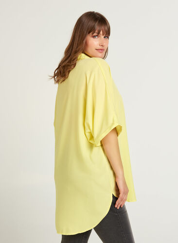 Kortermet oversized skjorte, Sunny Lime, Model image number 1