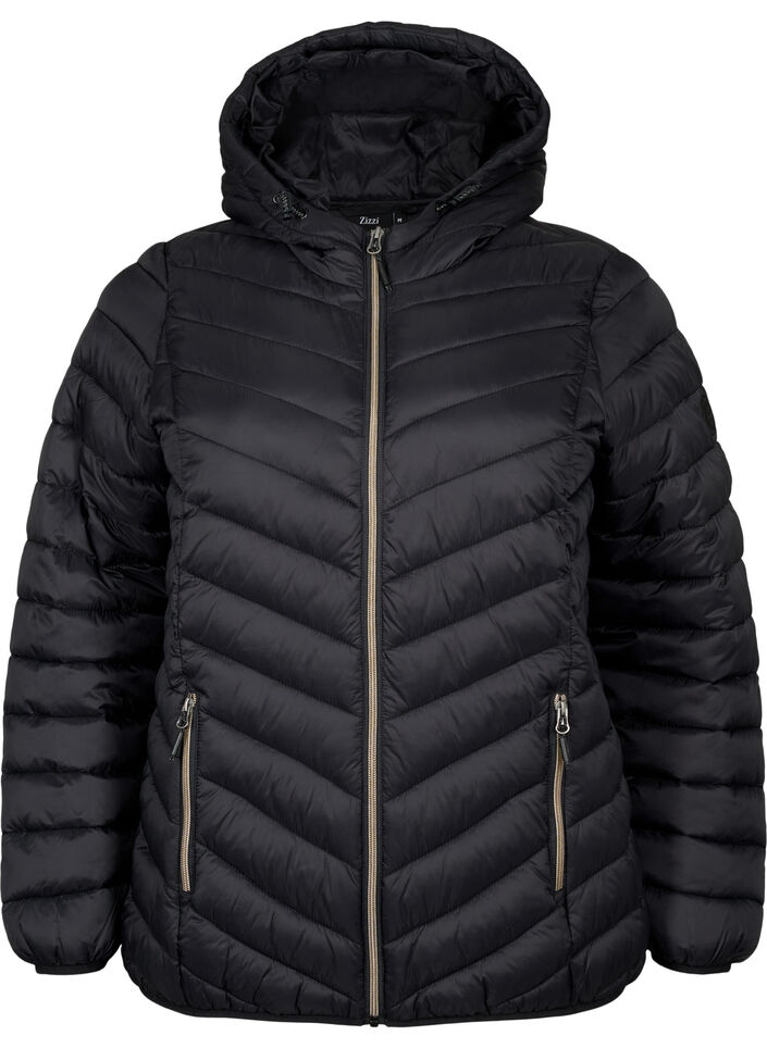 Lettvektsjakke med hette, Svart, Packshot image number 0
