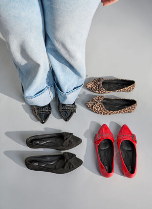 Zizzi Wide fit - Ballerina med stropp og studs, Adrenaline Rush, Image image number 0