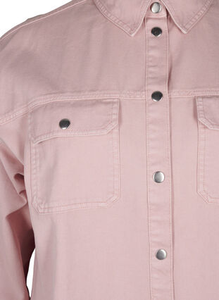 Zizzi Ensfarget dongeriskjorte med brystlommer, Pale Mauve, Packshot image number 2
