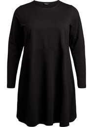 Langermet kjole med rund hals og sebramønster, Black