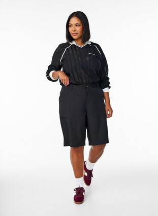 Zizzi Bermuda shorts med høy midje, Black, Model image number 3