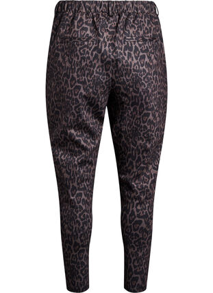 Zizzi Cropped bukser med leopardmønster, Brun, Packshot image number 1