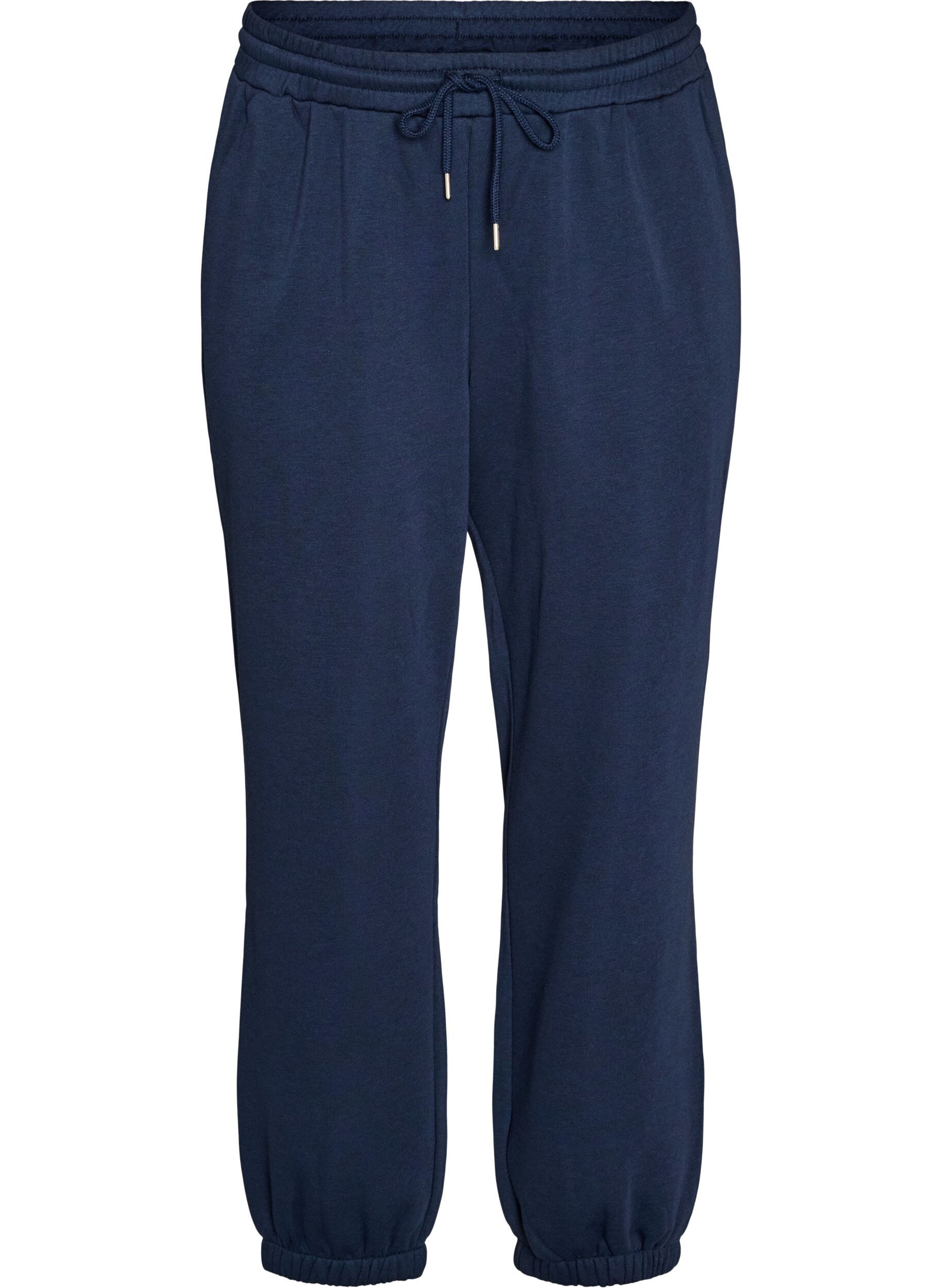 ZizziJoggebukser med h&oslash;y midje og sn&oslash;ring, Bl&aring;, Packshot image number 0