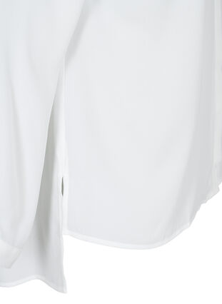 Ensfarget skjorte med v-hals, Bright White, Packshot image number 3