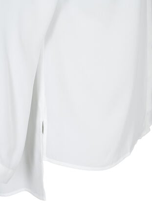 Zizzi Ensfarget skjorte med v-hals, Bright White, Packshot image number 3