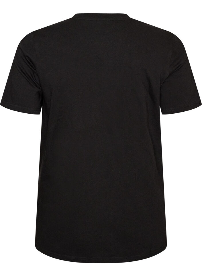 T-skjorte i bomull med teksttrykk, Svart, Packshot image number 1