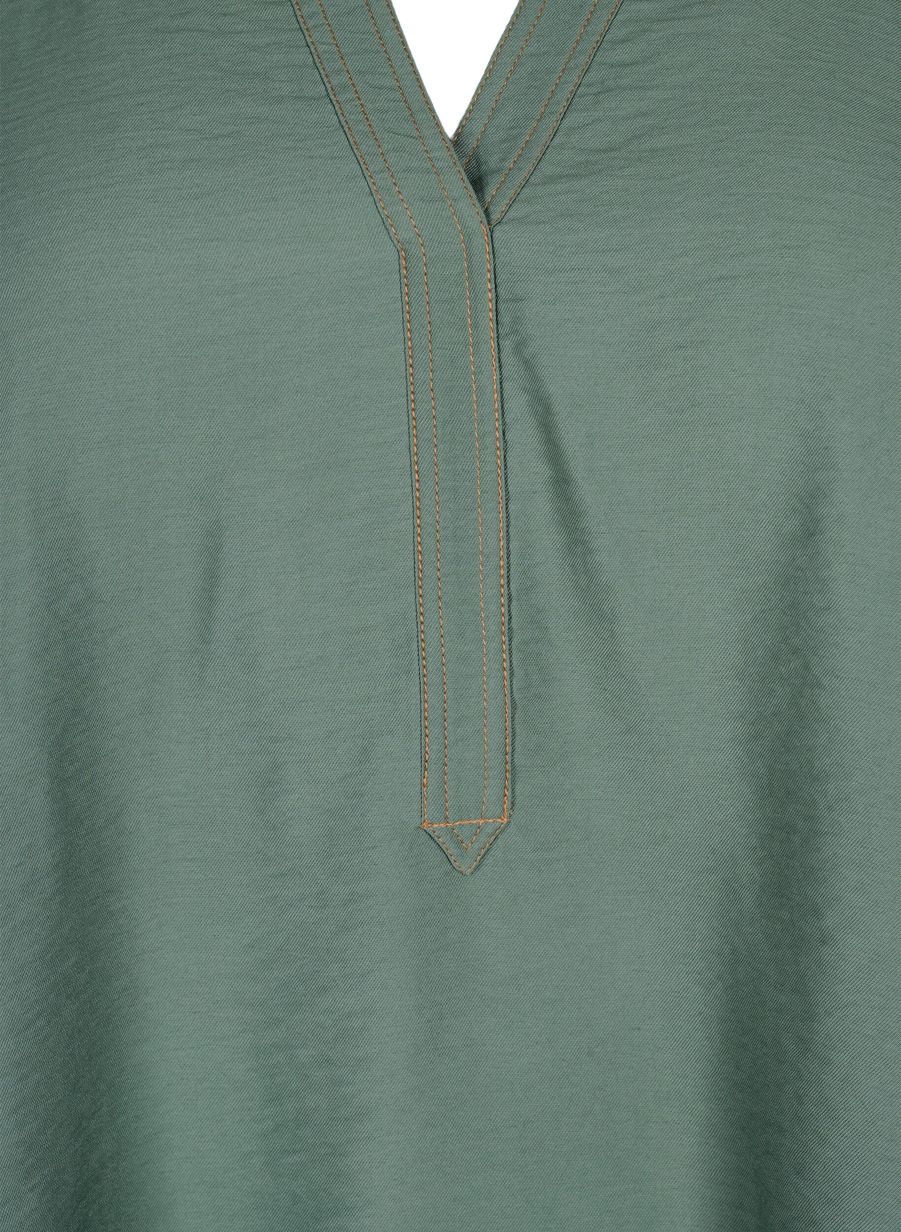 Zizzi Bluse med ruffles, Duck Green, Packshot image number 2