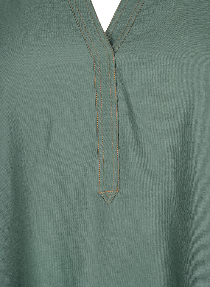 Bluse med ruffles, Duck Green, Packshot image number 2