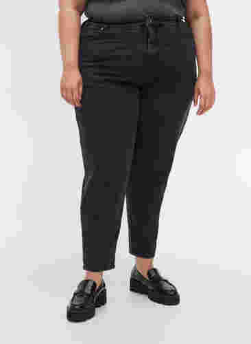 Løse Saga jeans med høyt liv, Grey Denim, Model image number 2