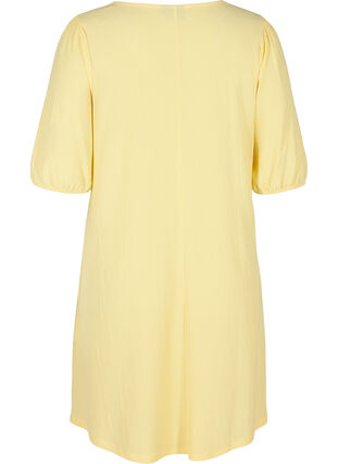 Kjole med puffermer og V-hals, Mellow Yellow, Packshot image number 1