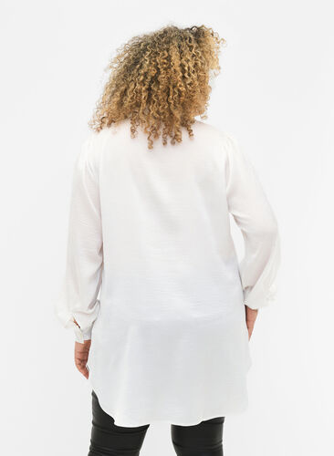 Lang skjorte med perleknapper, Bright White, Model image number 1