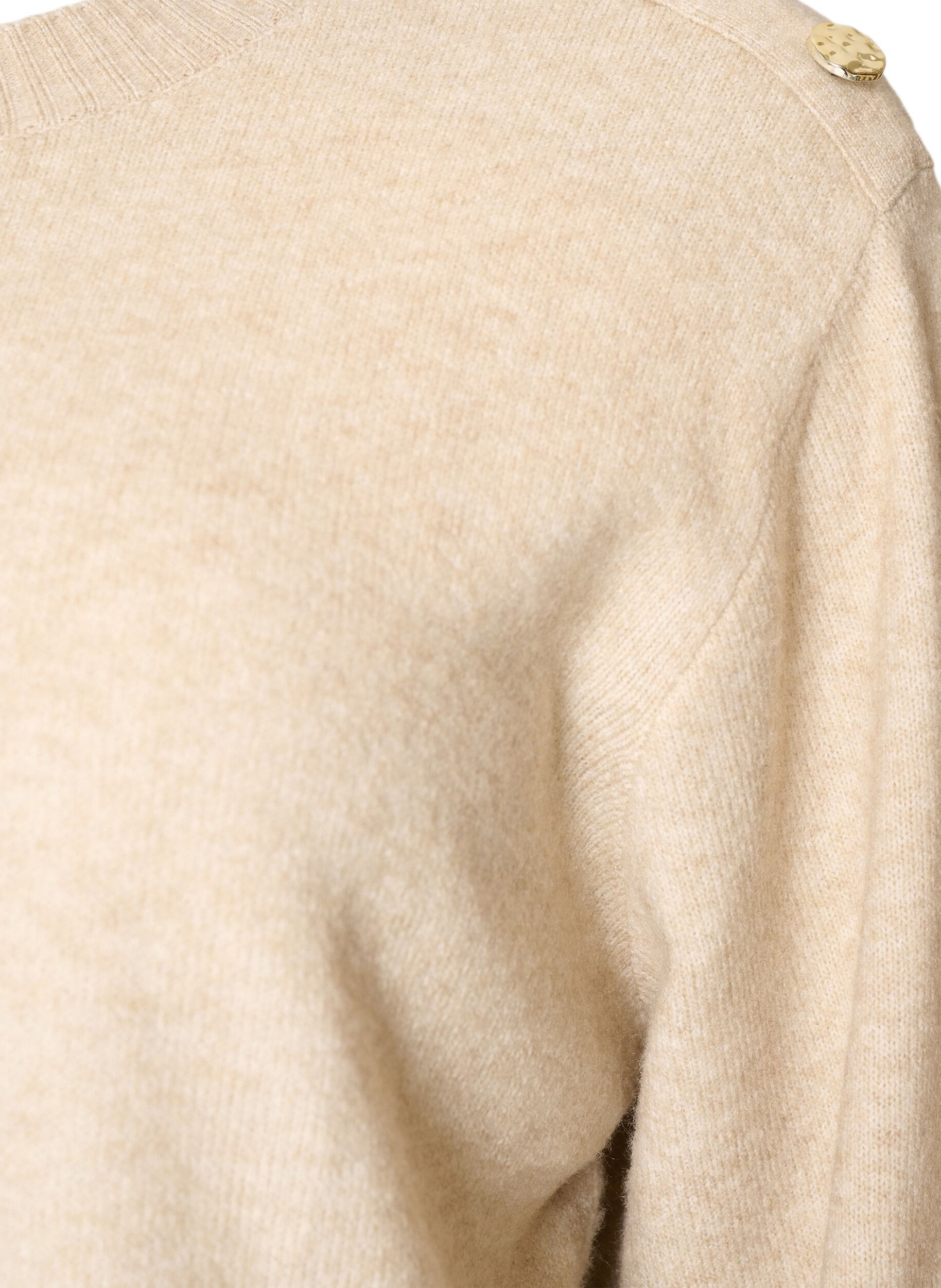 ZizziStrikket bluse med knappdetalj, Beige, Packshot image number 2