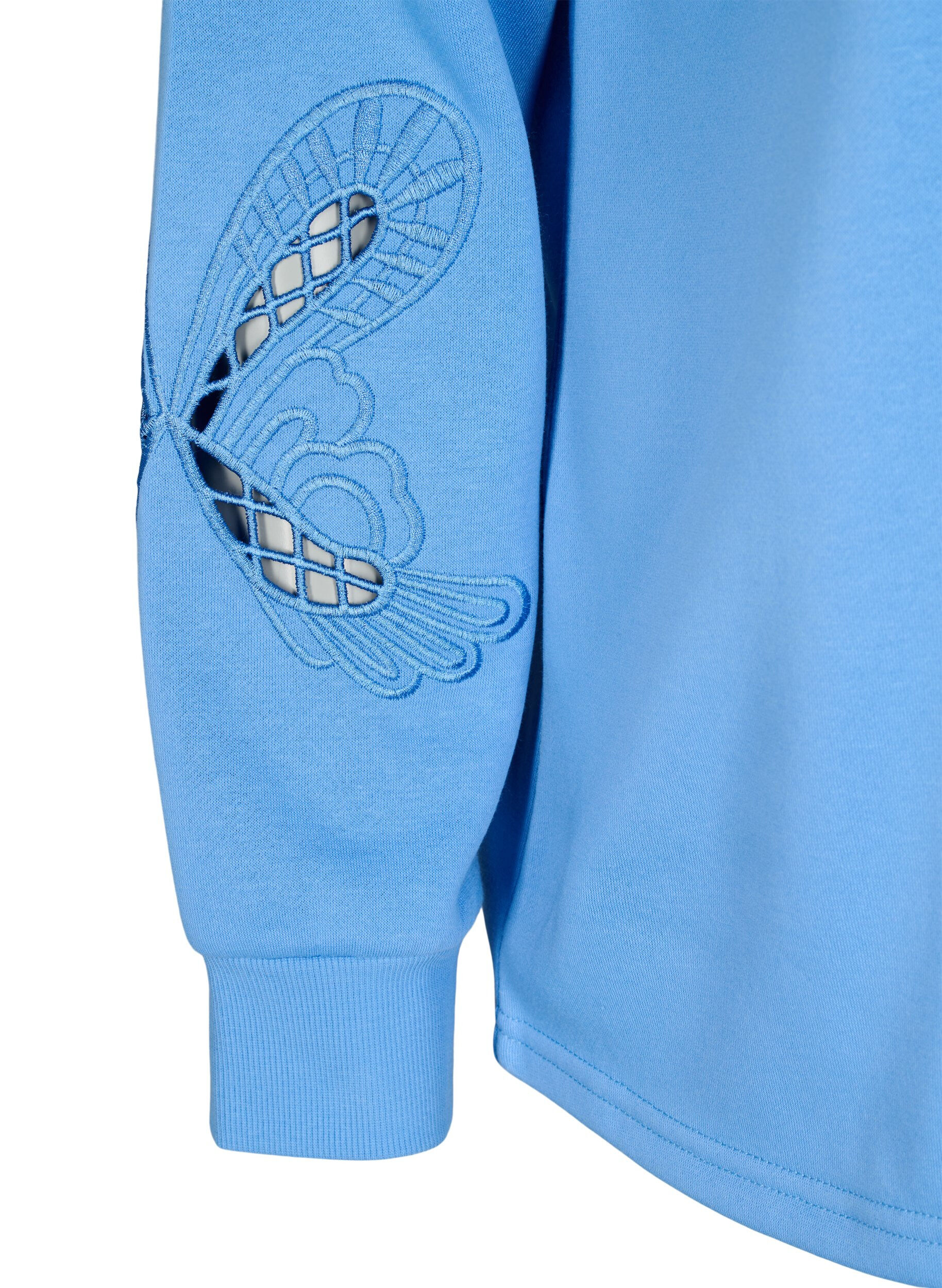 Zizzi Genser med broderte utskj&aelig;ringer, Della Robbia Blue, Packshot image number 3