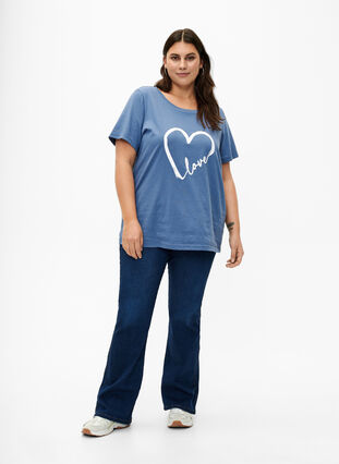T-skjorte i bomull med rund hals og trykk, Moonlight W.Heart L., Model image number 2