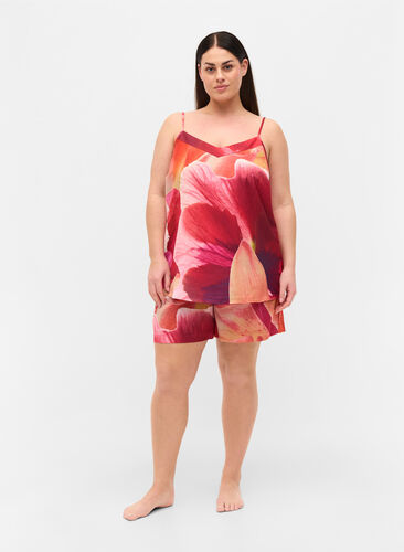Mønstrete shorts med knyting, Orange Pink AOP, Model image number 3