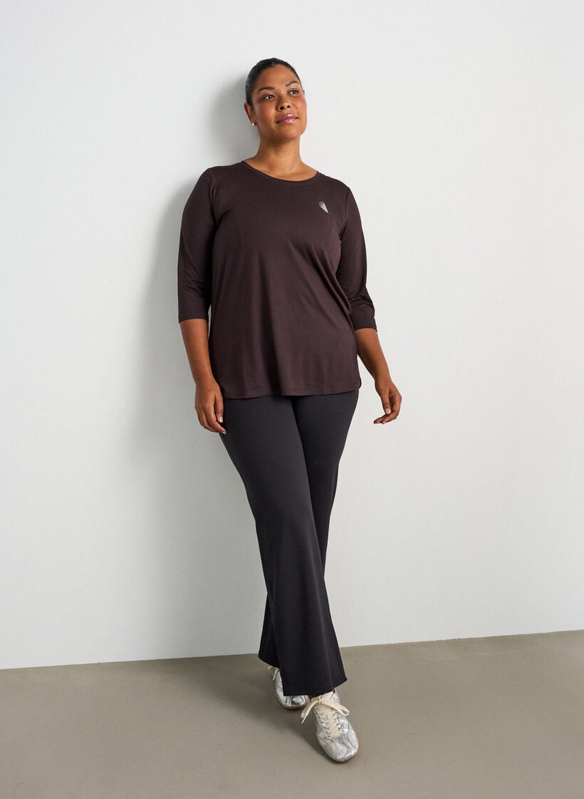 Treningsgenser med 3/4-ermer, Brown, Model image number 1