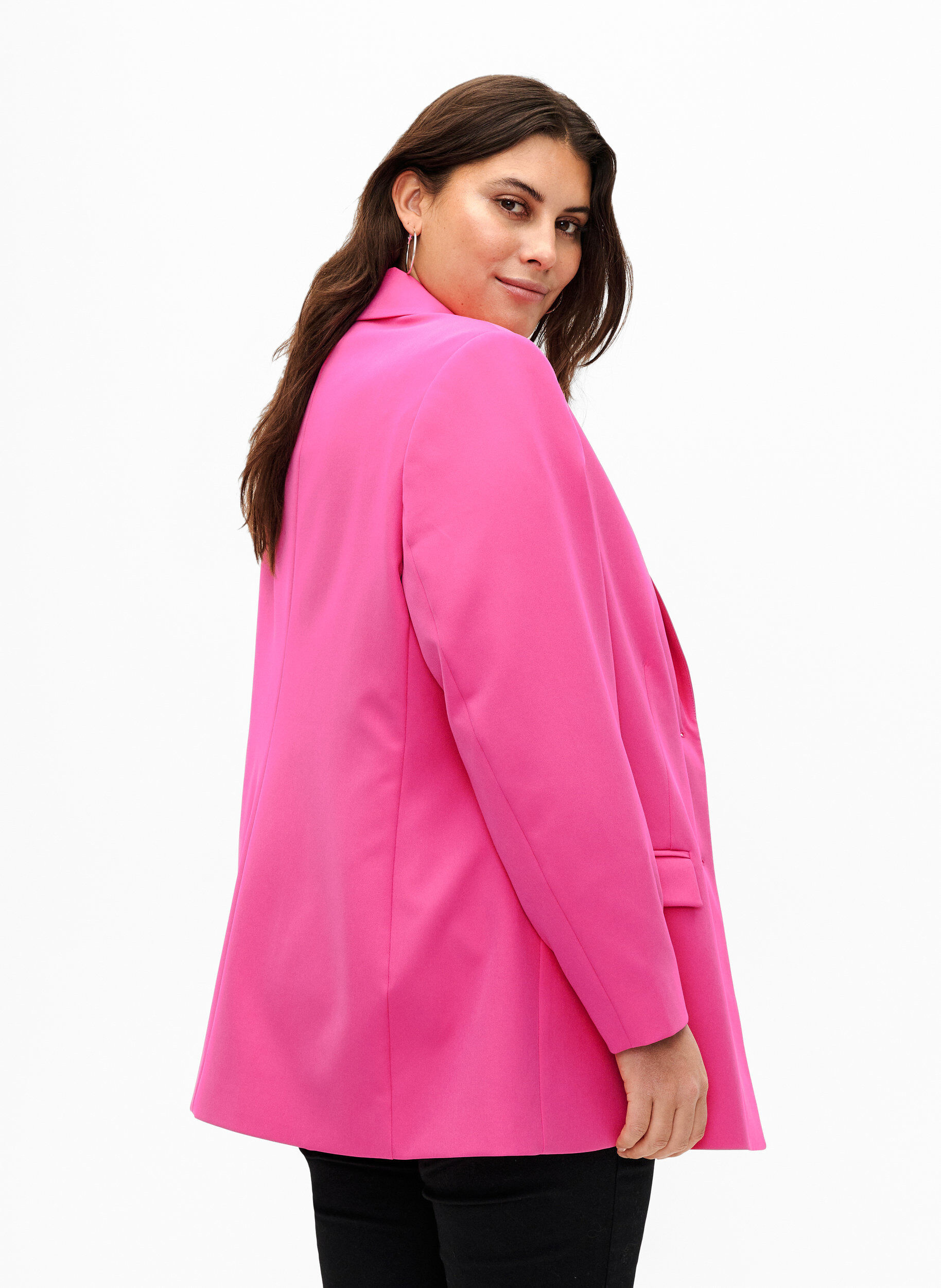 Zizzi Klassisk blazer med knappelukking, Pink Yarrow, Model image number 1