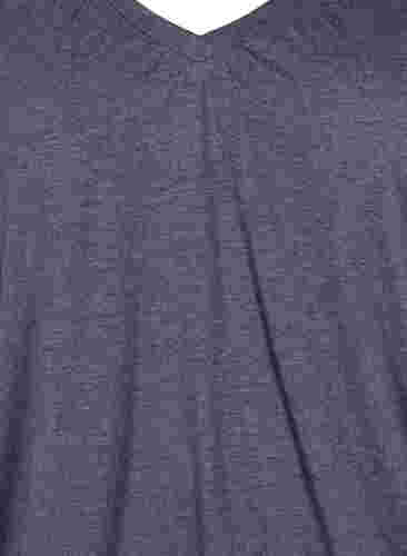 Melert bluse med V-hals, Navy Blazer Mélange, Packshot image number 2