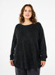 Strikket bluse med perledetaljer, Dark Grey Melange, Model image number 0