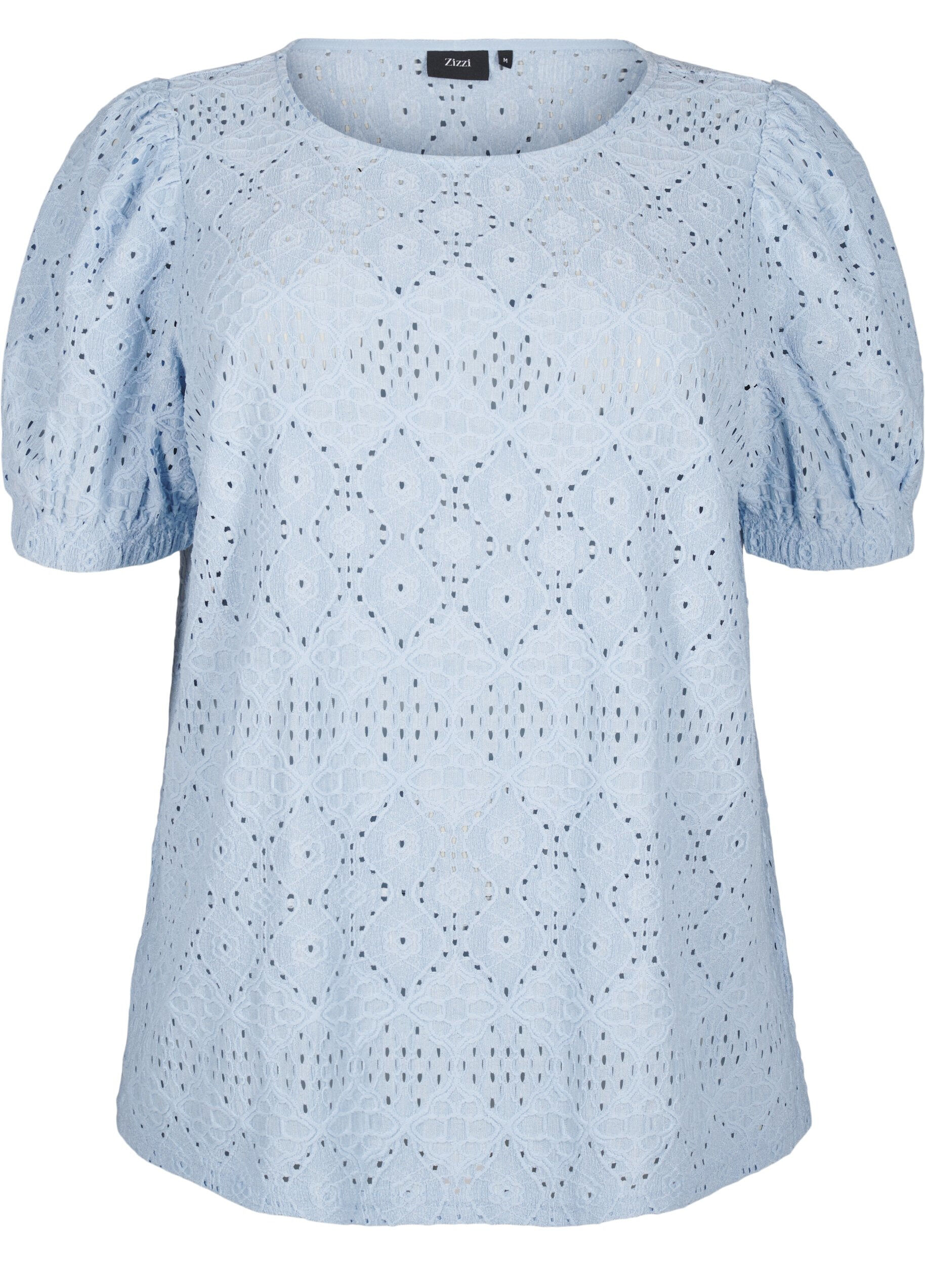 ZizziKortermet bluse med blondem&oslash;nster, Cashmere Blue, Packshot image number 0