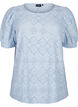 Kortermet bluse med blondemønster, Cashmere Blue, Packshot image number 0