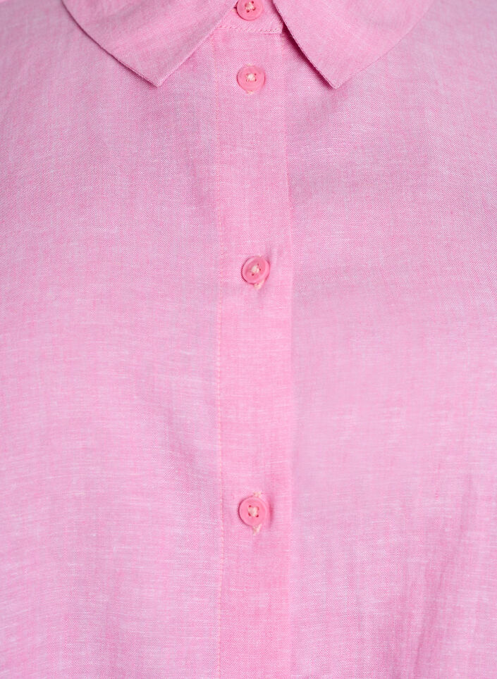 Kortermet skjorte i lin og viskose, Rosa, Packshot image number 2
