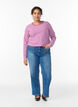 Stripete bluse med lange ermer, Lilla, Model image number 1