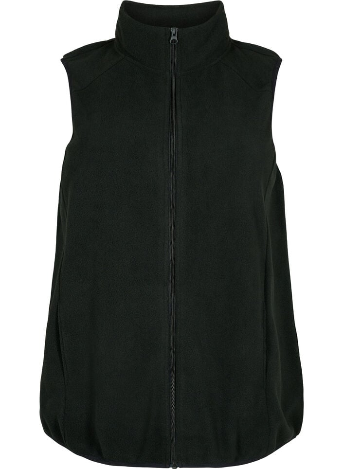 Fleecevest med lommer, Black, Packshot
