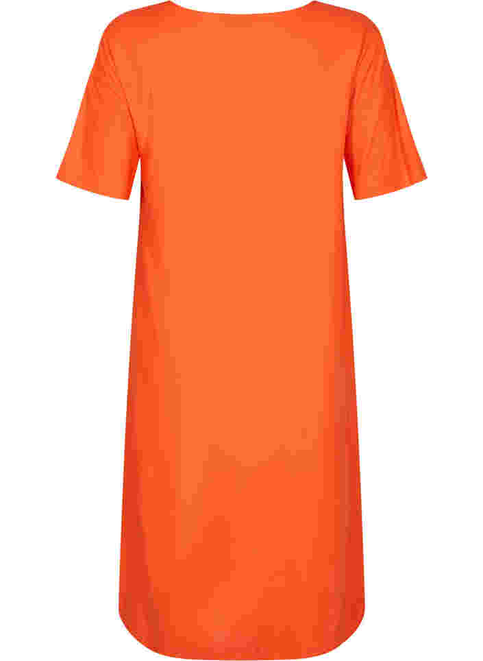 Kortermet skjortekjole i viskose, Mandarin Red, Packshot image number 1