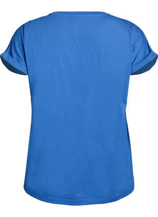 Zizzi Kortermet t-skjorte i en bomullsblanding, Blå, Packshot image number 1
