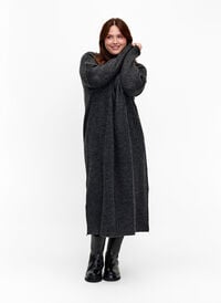 Lang, oversize strikkekjole med glidelås, Grå Lang, oversize strikkekjole med glidelås, Grå, Model