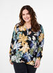 Langermet bluse med blomstertrykk, Yellow Flower AOP, Model image number 0