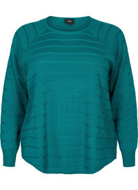 Strikket bluse med tone-i-tone striper