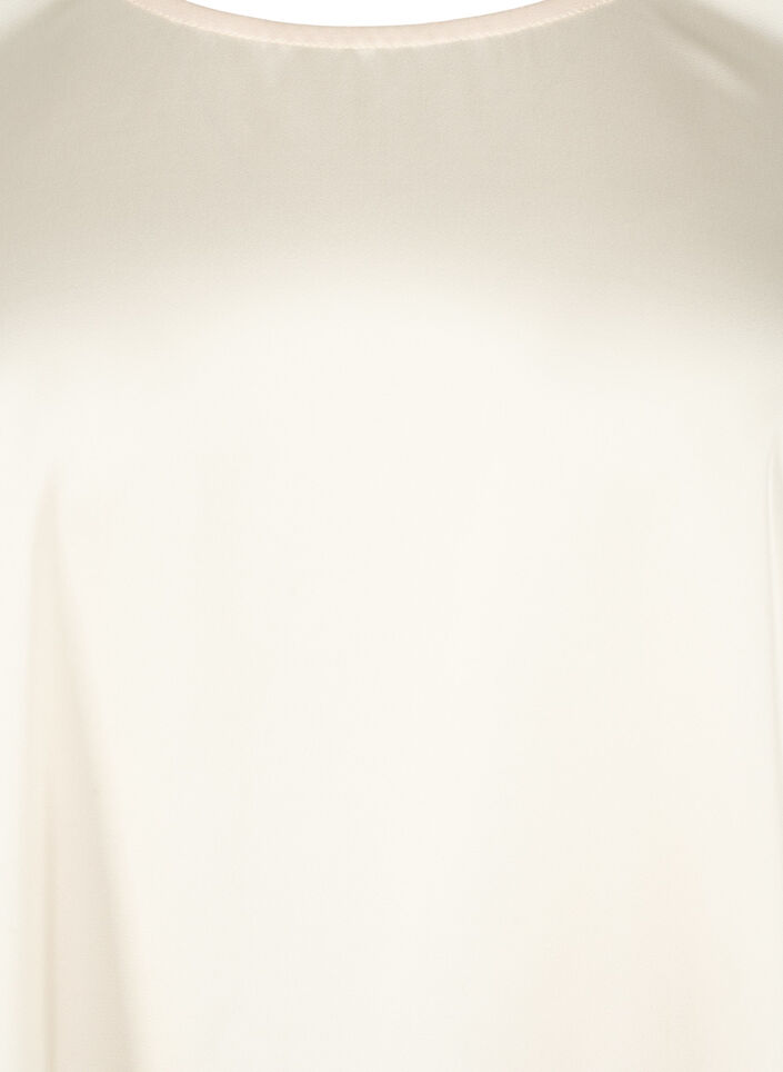 Bluse i sateng med halvlange ermer, Champagne, Packshot image number 2