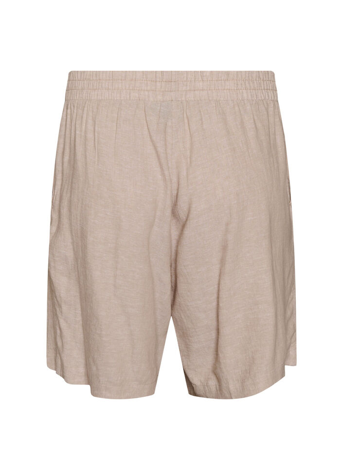 H&oslash;ymidjede shorts i lin og viskose, Beige, Packshot image number 1