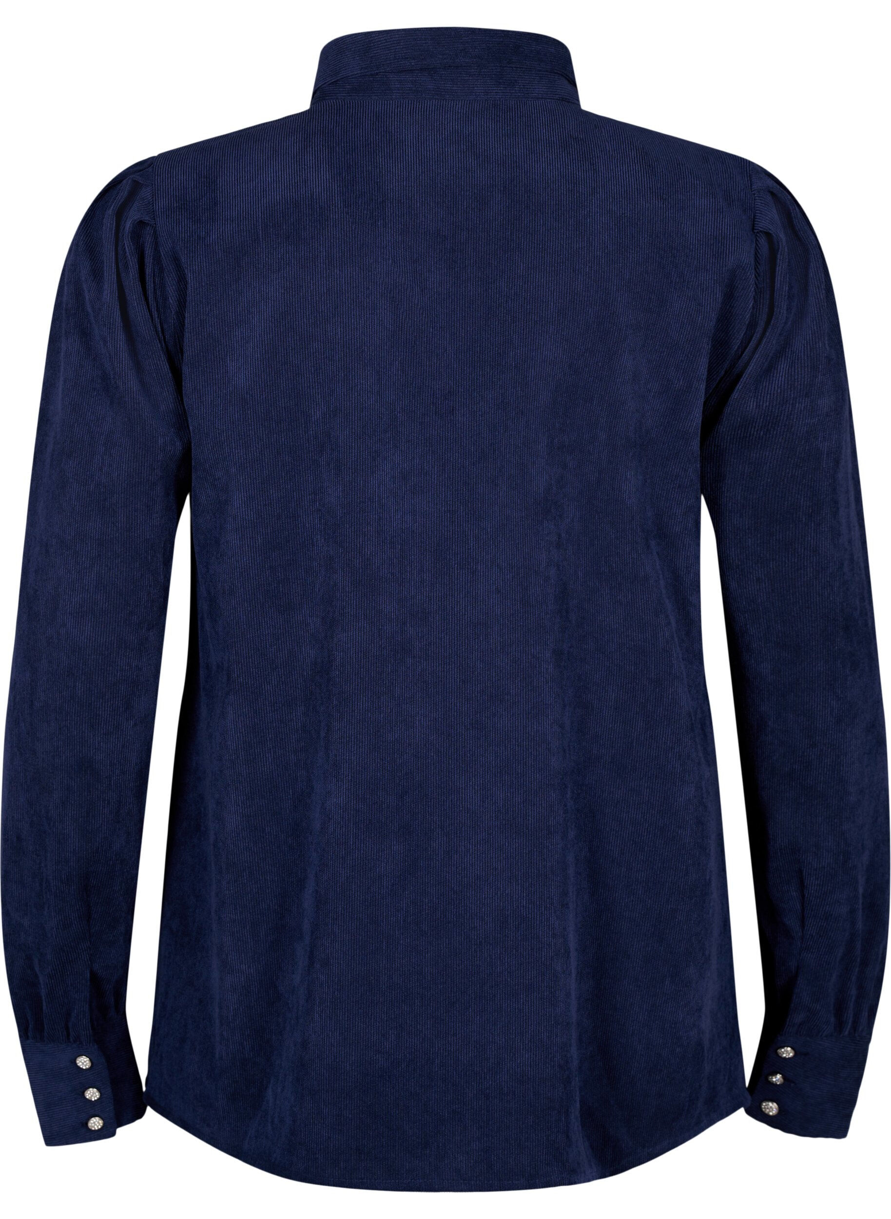 Zizzi Fl&oslash;yelsskjorte med rhinestone-knapper, Medieval Blue, Packshot image number 1