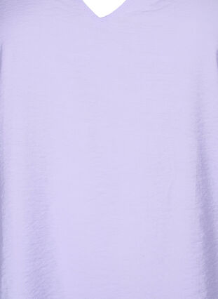 Kortermet viskosebluse med V-hals, Lavender, Packshot image number 2