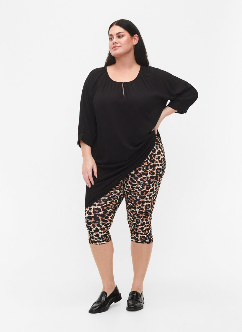 3/4-legging 2 stk., Black / LEO AOP, Model image number 0
