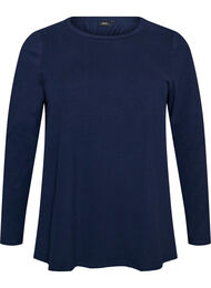 Basis jersey bluse med lange ermer, Bl&aring;