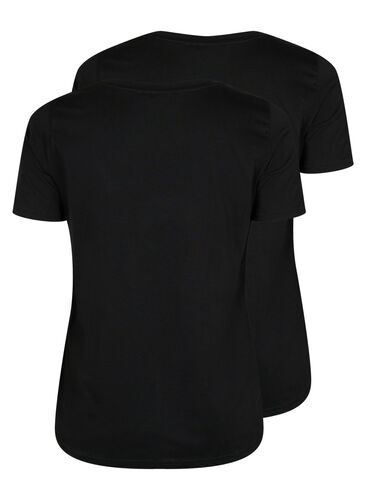 T-skjorte med V-hals, 2 stk., Black / Black, Packshot image number 1