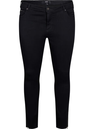 Cropped Amy jeans med glidelås, Black denim, Packshot image number 0