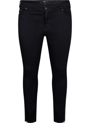 Cropped Amy jeans med glidelås, Black denim, Packshot image number 0