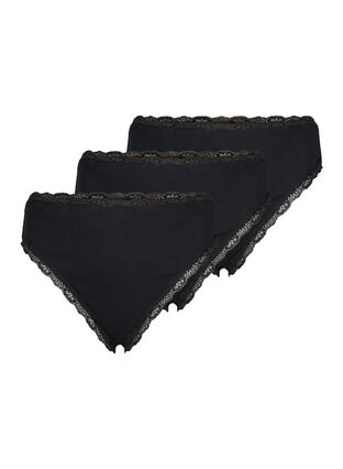 g-streng i bomull, 3 stk., Black, Packshot image number 0