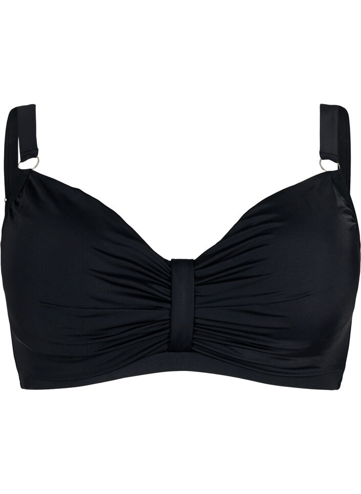 Bikinioverdel med spiler og drapering, Svart, Packshot image number 0
