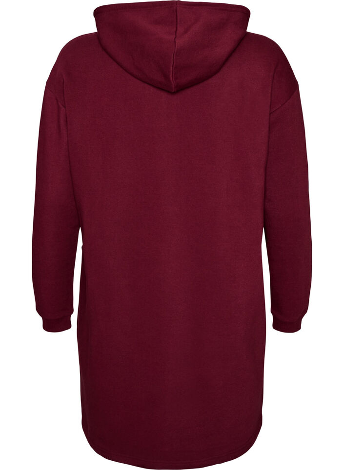 Lang hettegenser-cardigan med glidel&aring;s, R&oslash;d, Packshot image number 1