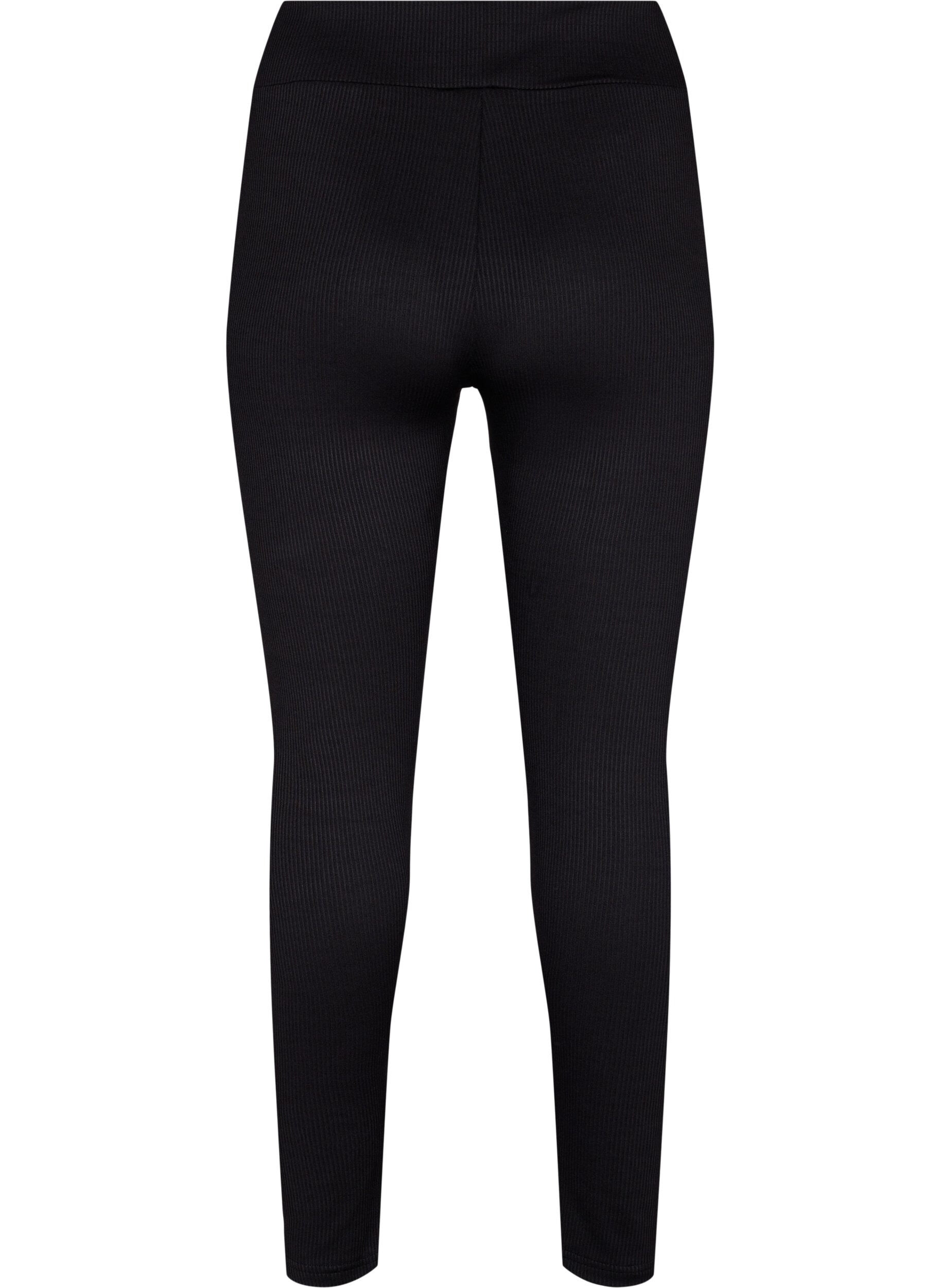 Zizzi Leggings med stretch og ribbet struktur, Black, Packshot image number 1